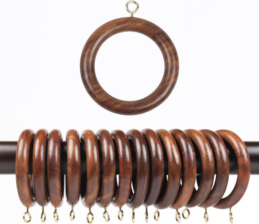 Handmade Classic Wooden Curtain Rings for Window and Door Decoration Wood Drapery Rod Rings for Home Decor-(50 Pcs, Inner Dia : 2.5)
