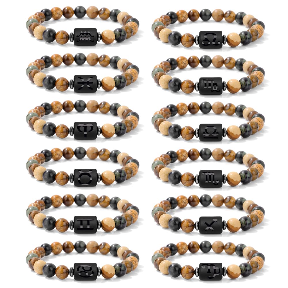 Zodiac Bracelet Scorpio Gifts for Women Men-8mm Natural Crystal Beaded Bracelets 12 Constellation Healing Stone Bracelet Mother's Day Valuntine's Day Christmas Birthday Gifts for Women