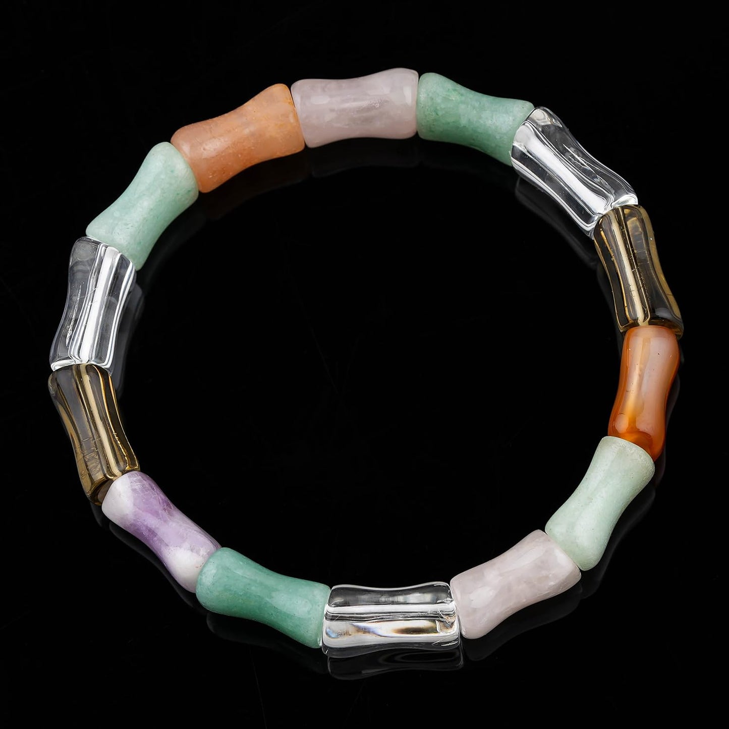 ColouredRocks 7 Chakra Elastic Stretchable Bracelet, Gemstone Crystals Beads, Trendy, Daily Wear Women Jewelry, Best Gift, (Free Size)