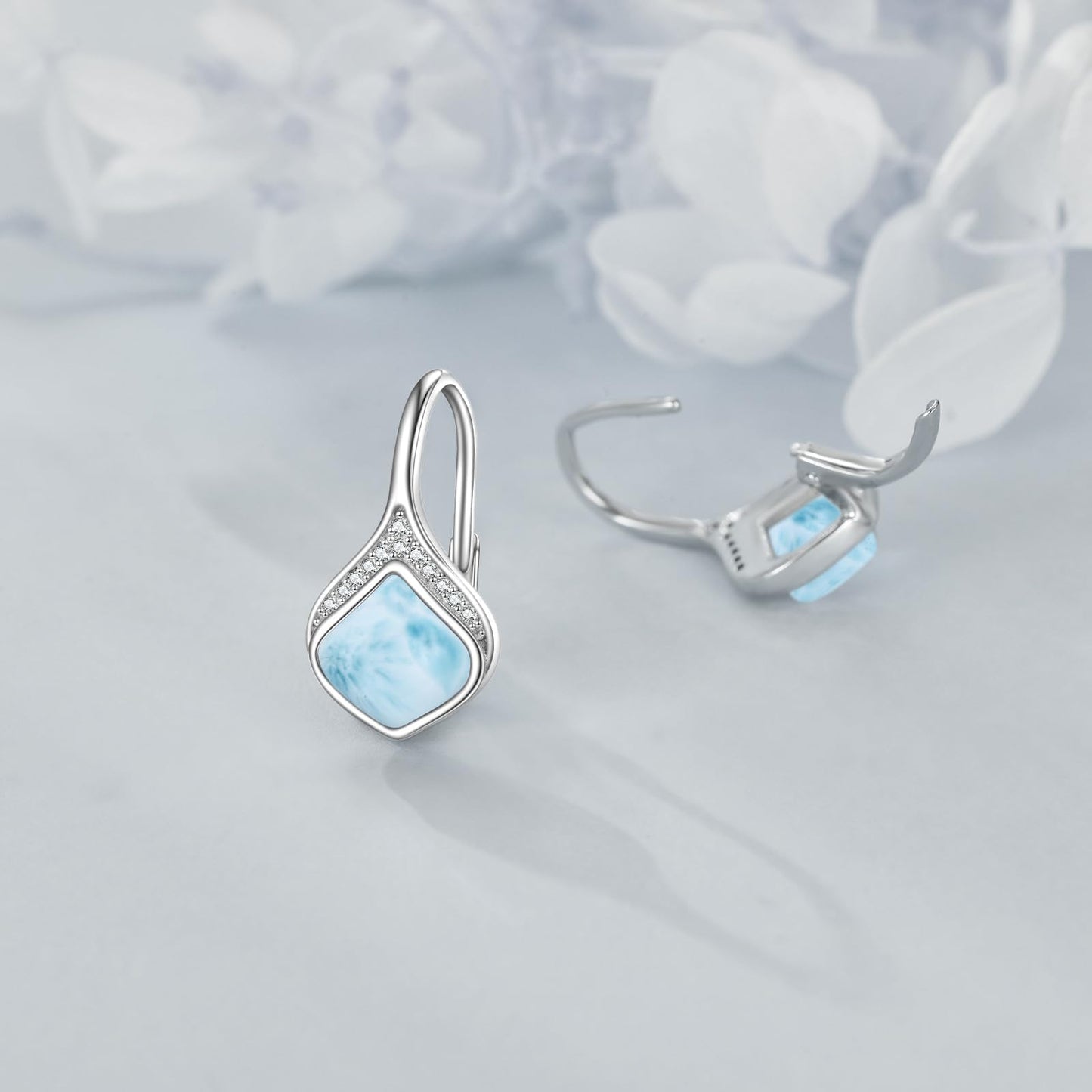 Larimar Jewelry Drop Earrings Sterling Silver Larimar Teardrop Earrings Natural Gemstone Dangle Earrings Jewelry Christmas Gifts For Women