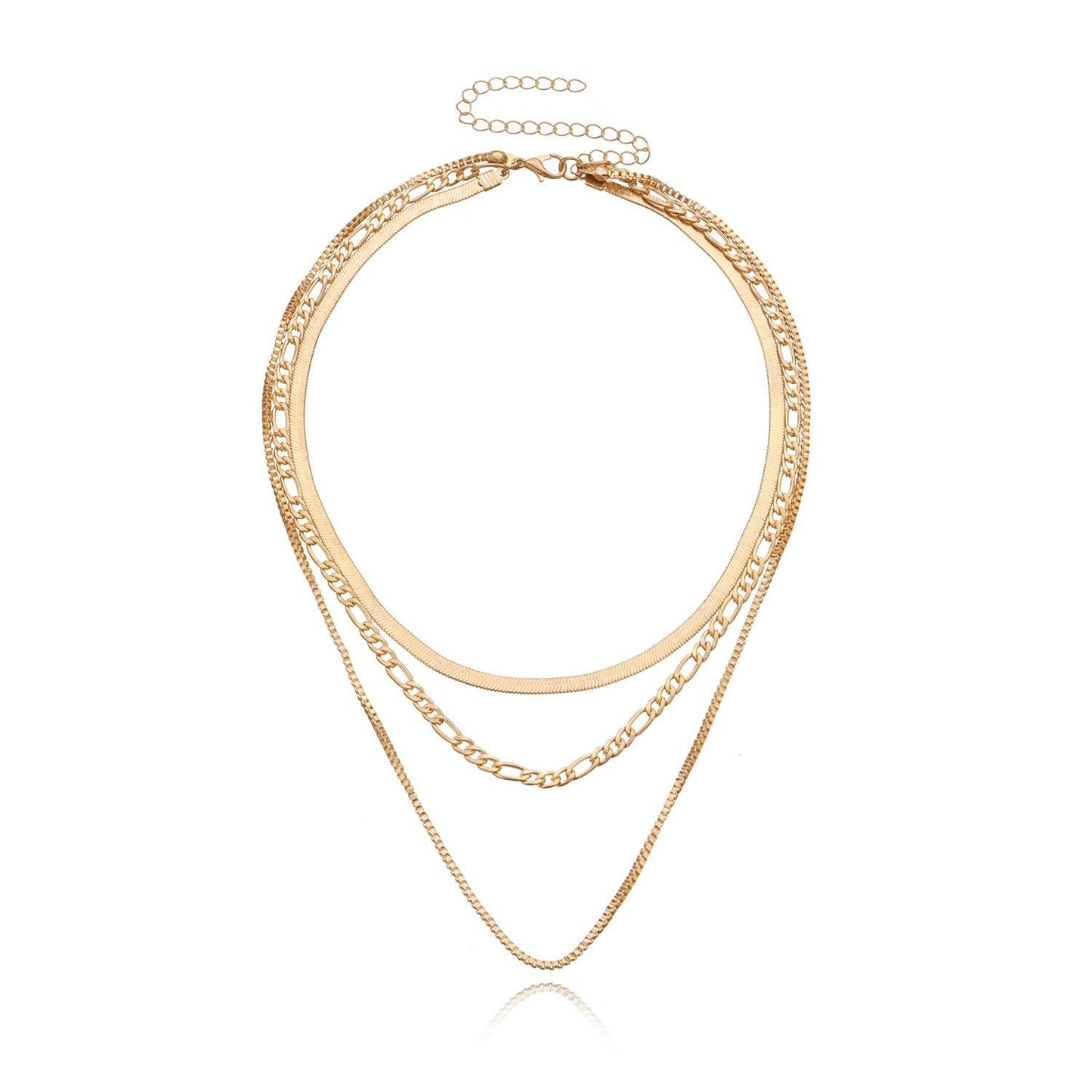 JELLYSEE Gold Necklaces for Women - 14K Gold Plated Layering Necklaces Trendy Circle Paperclip Chain Pendant Choker Necklace, Simple Diamond Cross Bow Jewelry Set Gifts for Women