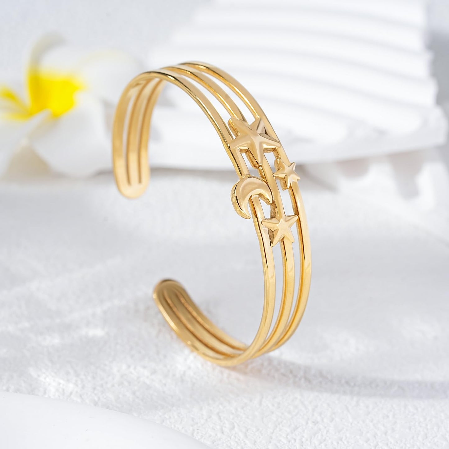 TaYolnFaSo 18K Real Gold Plated Open Cuff Bangle Bracelet for Women Adjustable Chunky Gold Bracelet Personalized Wide Wrist Cuff Bangle Bracelet Jewelry Gift for Women