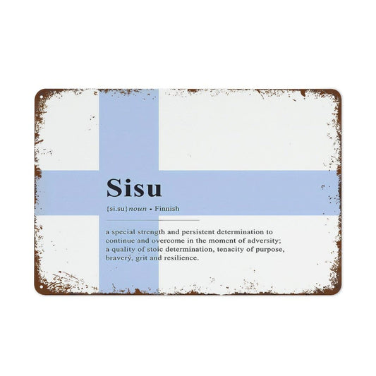 Sisu Definition Print Nordic Print Sisu Sign Art Metal Signs Metal Tin Sign Vintage Wall Decor Retro Art Tin Sign Funny Decorations for Home Bar Cafe Farm Room Metal Poster 8x12 Inch