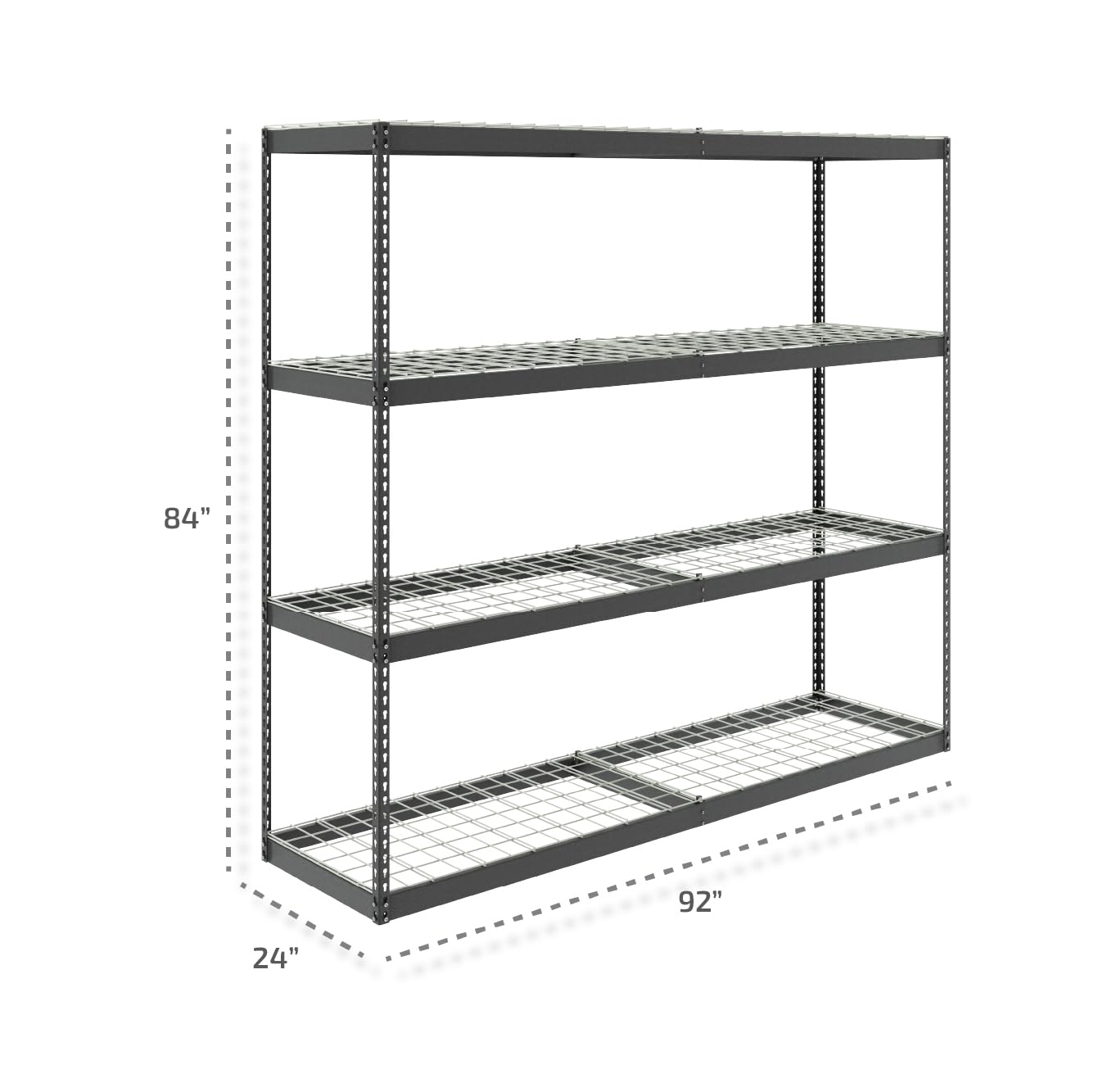 SafeRacks Garage Shelving - Storage Rack That Holds 500 Pounds Per Shelf - All Steel Shelves for Storage - Easy to Assemble Shelving Storage, Garage Shelf, Hammertone (24" x 92" x 84")