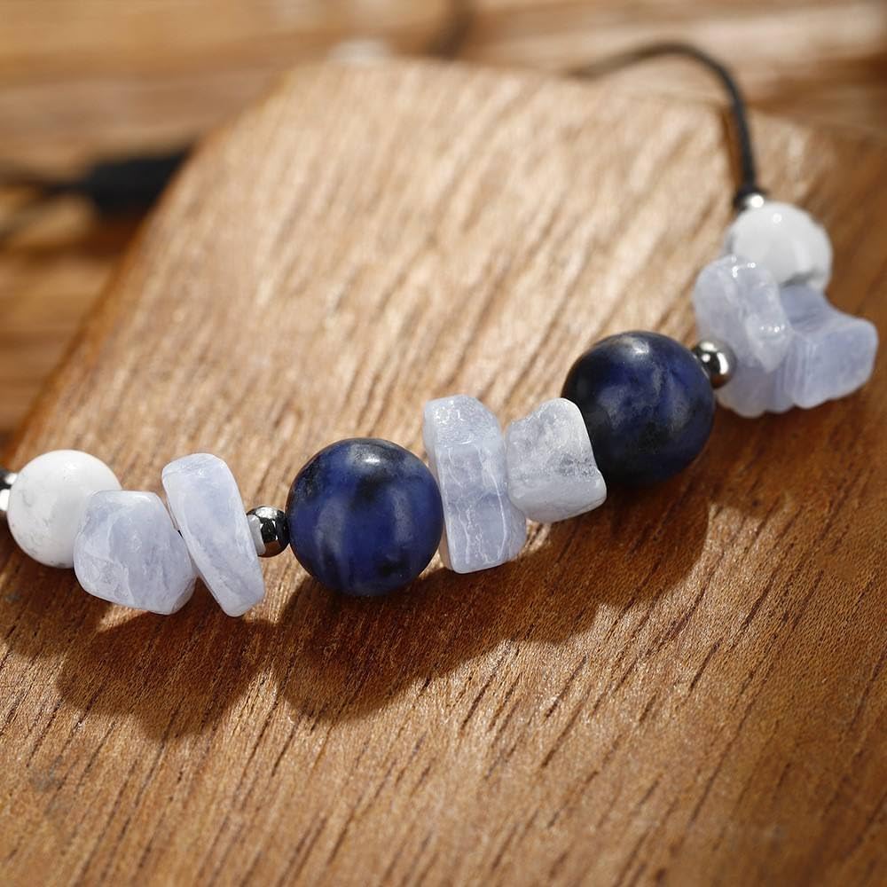 Natural Gravel Stone Beaded Bracelet – Healing Crystal Energy Wristband for Men and Women, Boho Chakra Jewelry (Earthbound Spirit)