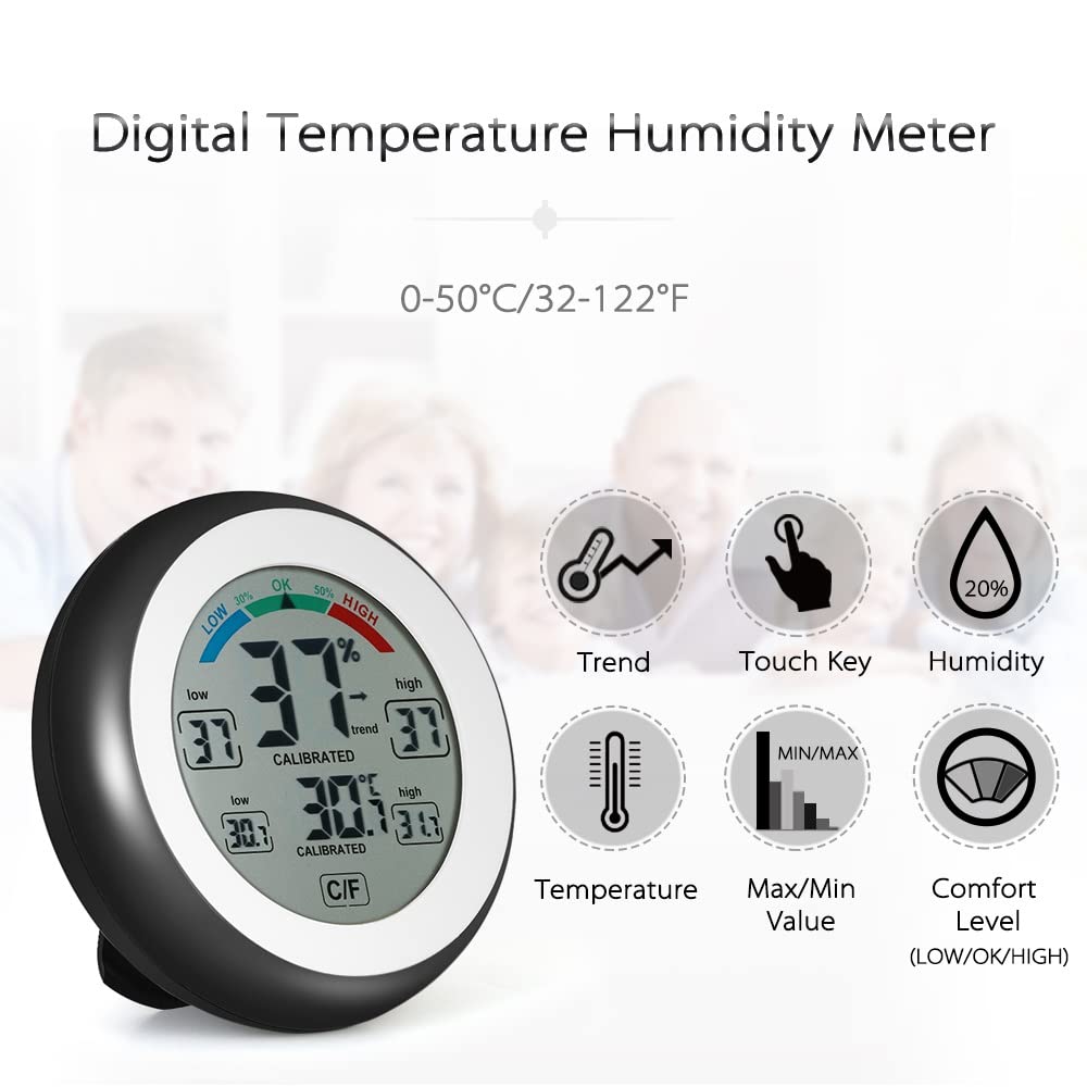 Digital Thermometer Hygrometer Temperature Humidity Meter Max Min Value Trend Display