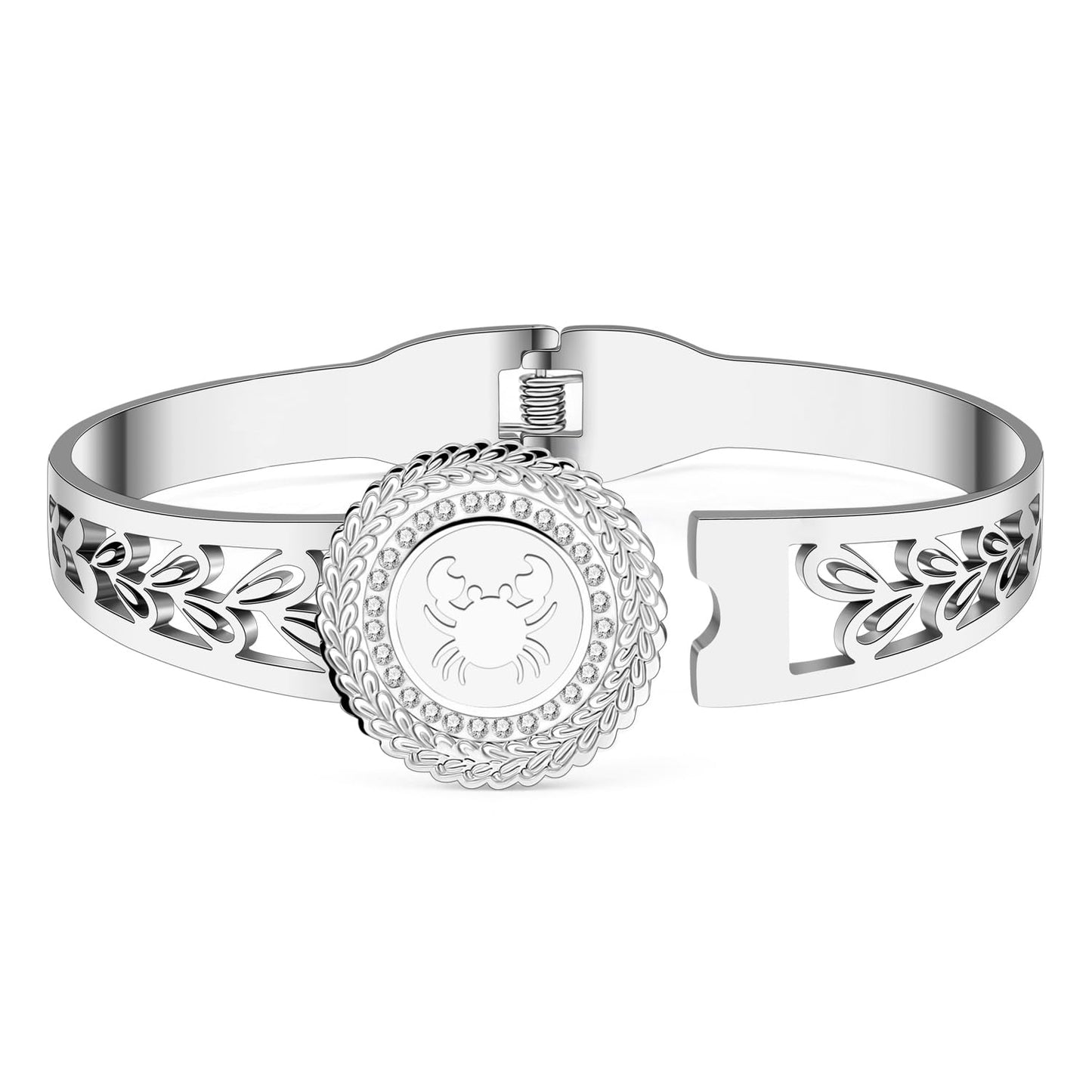 YAYAKO Stainless Steel Constellation Bracelets Bangle Zodiac Gifts for Women Birthday Gifts (Cancer)