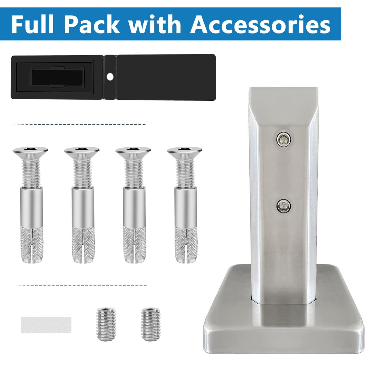 LukLoy 4 Pack NW. 2.6lb Heavy Duty Marine Grade 2205 Stainless Steel Glass Pool Fence Spigot Balustrade Railing Post Clamp for Balcony Garden Deck Handrail Brushed (4 Pack, Each NW 2.6lb) - Level 3