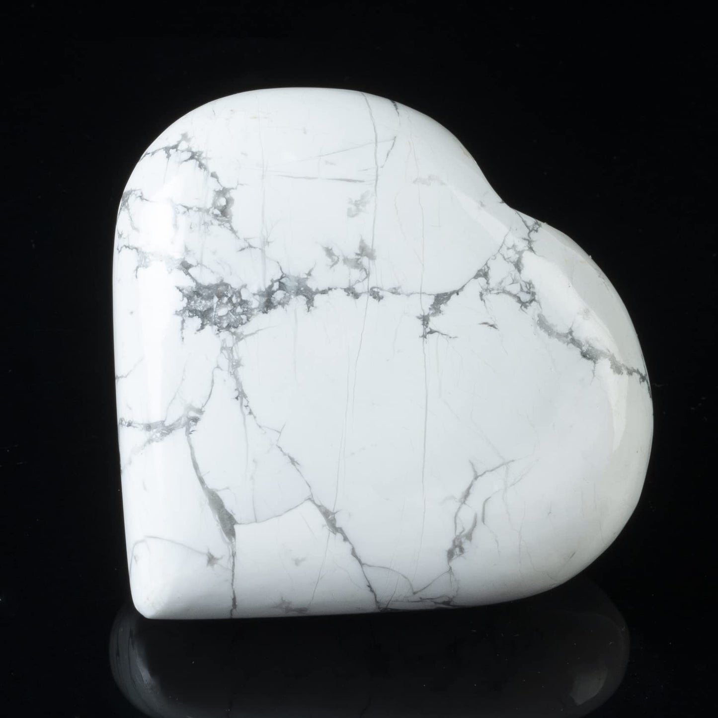 Crocon 50mm Howlite Heart stone Big Heart Shape Puff Stones Set 450+ Carats Pocket Crystal Healing Tumble Collection Palm Worry Stone Good Luck Charm Meditation Gift Craft Home Decor