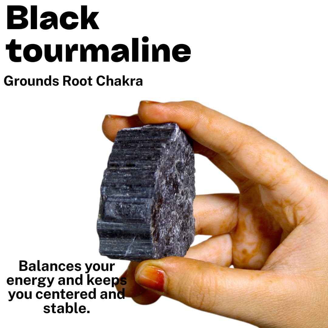 Black Tourmaline Raw Crystals – Large 1.25-2.0” Natural Protection Stones for EMF Shielding, Chakra Healing, Meditation, Reiki, Energy Clearing, Wire Wrapping & Spiritual Home Decor