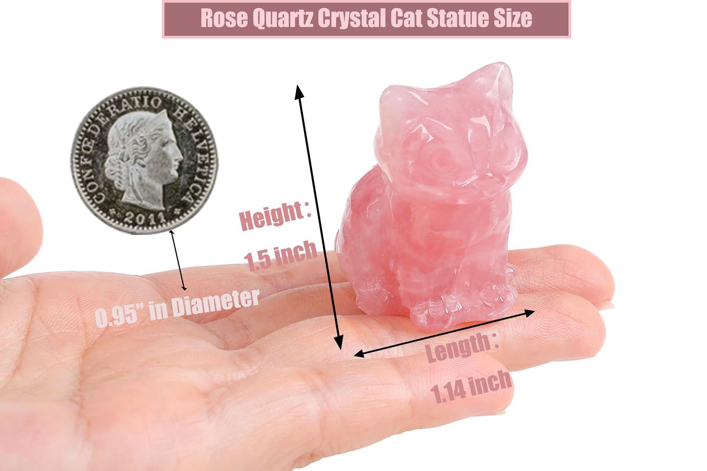 DUQGUHO Cat Decor Rose Quartz Cat Crystal Figurines Mom Crystals Gifts for Cat Lovers Men Women Lucky Cute Cat Statue Pink Gift Decor Mothers Cute Decoration 1PC