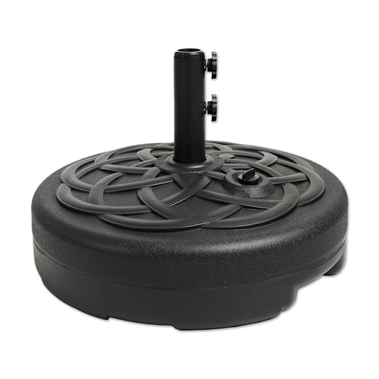 Helios&Hestia 112 lb Heavy Duty Round Umbrella Base, Plastic Water and Sand Fillable Outdoor Stand Weight for Patio Market Table Umbrella, Black