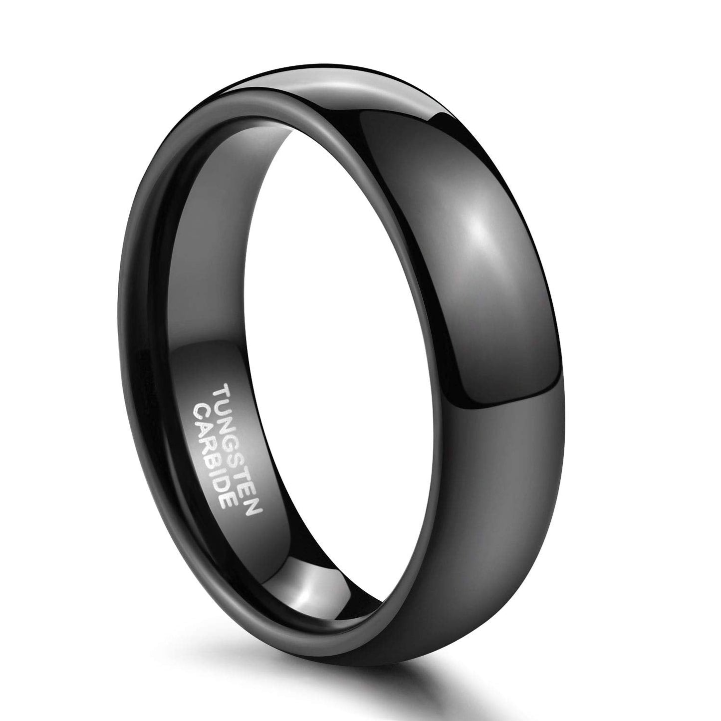 TRUMIUM 6mm Black Tungsten Ring for Men Women High Polished Comfort Fit Wedding Band Size 11.5