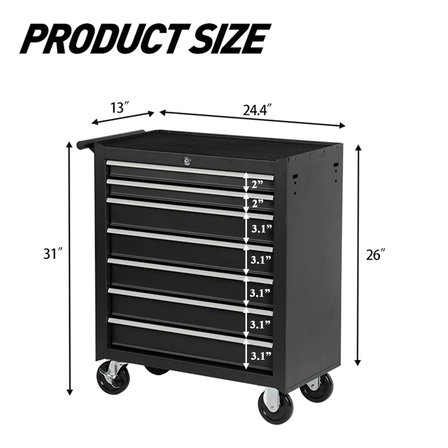 nifoti 7 Drawers Tool Cart on Wheels, Multifunctional Rolling Storage Tool Chest,Drawers Rolling Tool Trolley Organizer Case for Garage,Warehouse,Workshop,Repair Shop (7 Drawers - Black)