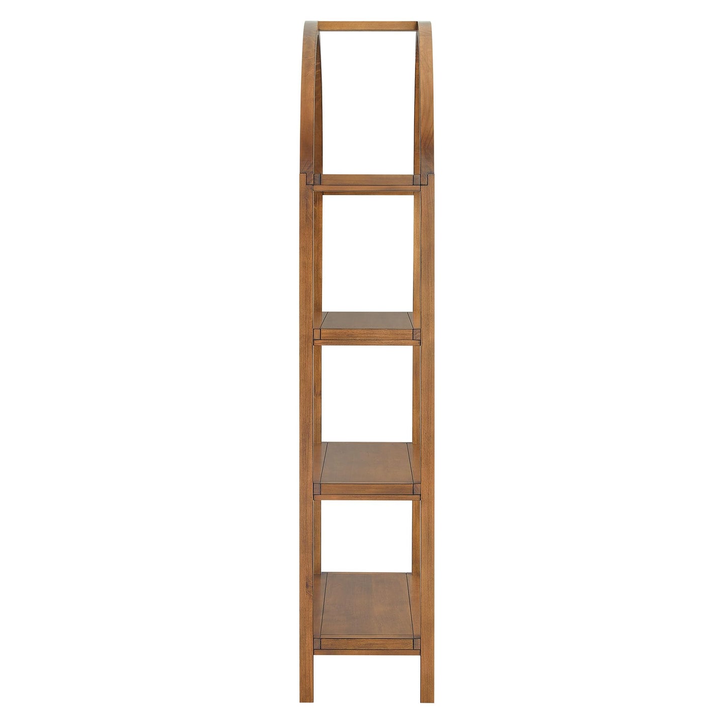 Modway Vexley 72 Inch Tall Narrow Arched Bookshelf in Walnut – Modern Pine and Acacia Wood Open Display Bookcase for Living Room, Office, Reading Nook