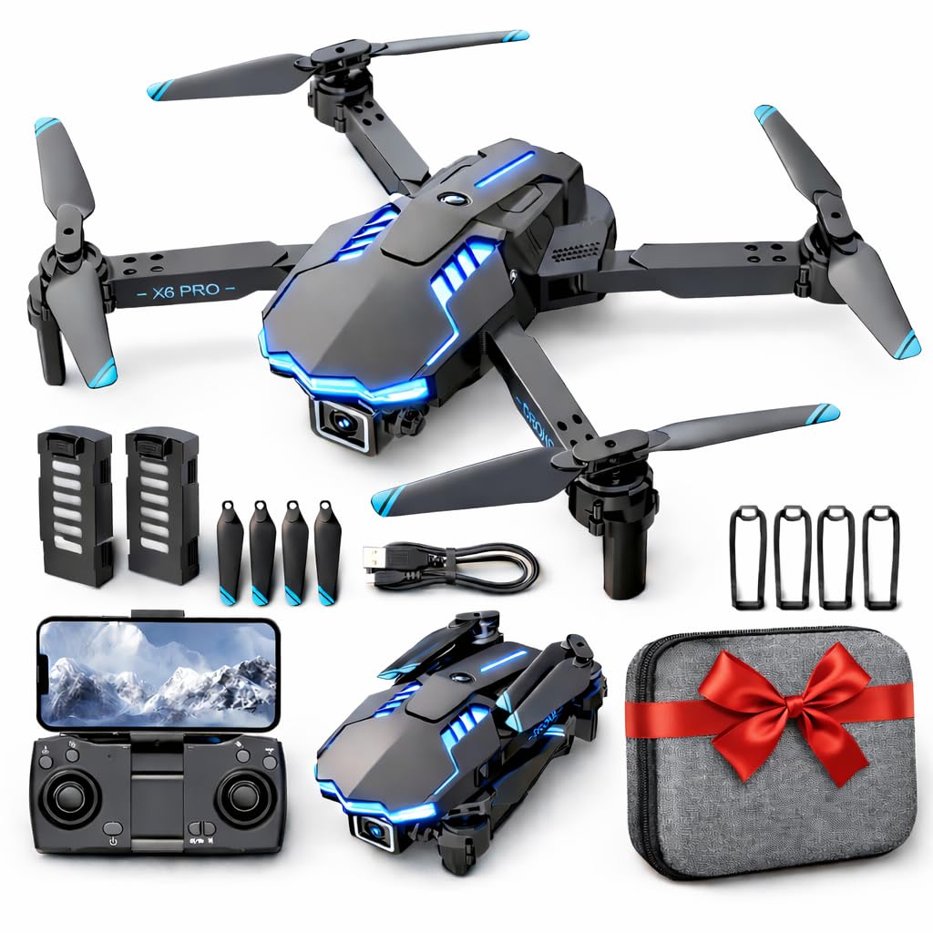 Drone with Camera 1080P with Brushless Motor Mini Drone for Beginner, Long Fly Time, One Key Start, Headless Mode, 2 Batteries, RC Quadcopter Helicopter Toy Gifts for Teen Boys and Girls