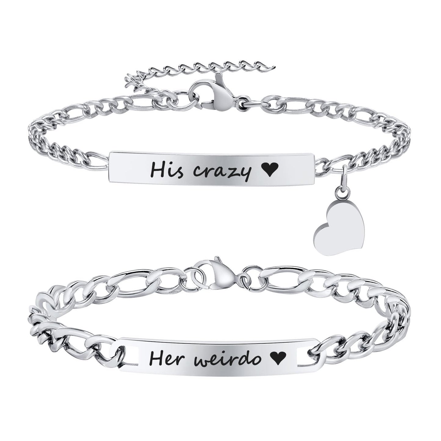 Personalized Matching Bracelet for Couple - Free Engraving Custom Couples Bracelets,Hypoallergenic Adjustable Stainless Steel Long Distance Relationship Bracelet,Promise Bracelet Gifts for Him and Her