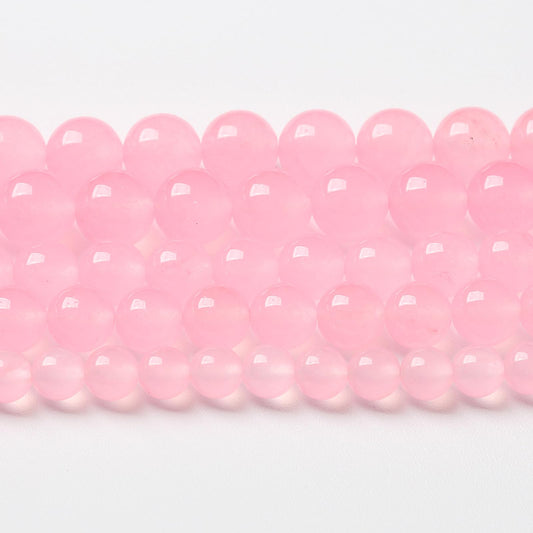 45pcs Natural Light Pink Chalcedony Stone Beads for Jewelry Making - Energy Healing Power Stone Beads - DIY Bracelet Necklace Accessories - 15" (8mm, Light Pink Chalcedony)
