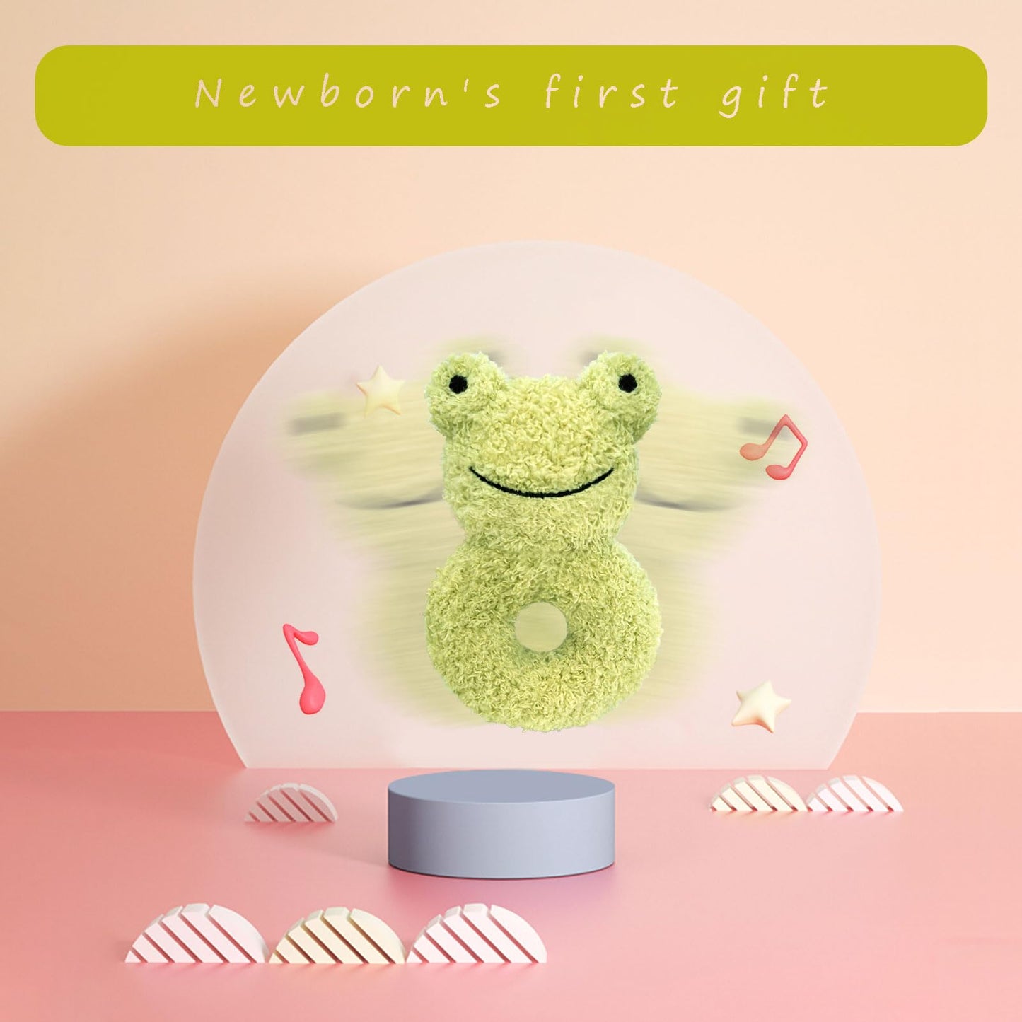 Doindute Baby Frog Soft Rattle Toy, Plush Frog Infant Shaker Rattle Easy-Grasp Stuffed Animal Toy, Gifts for Newborns Babies Toddlers Boys Girls, Green, 6 Inches