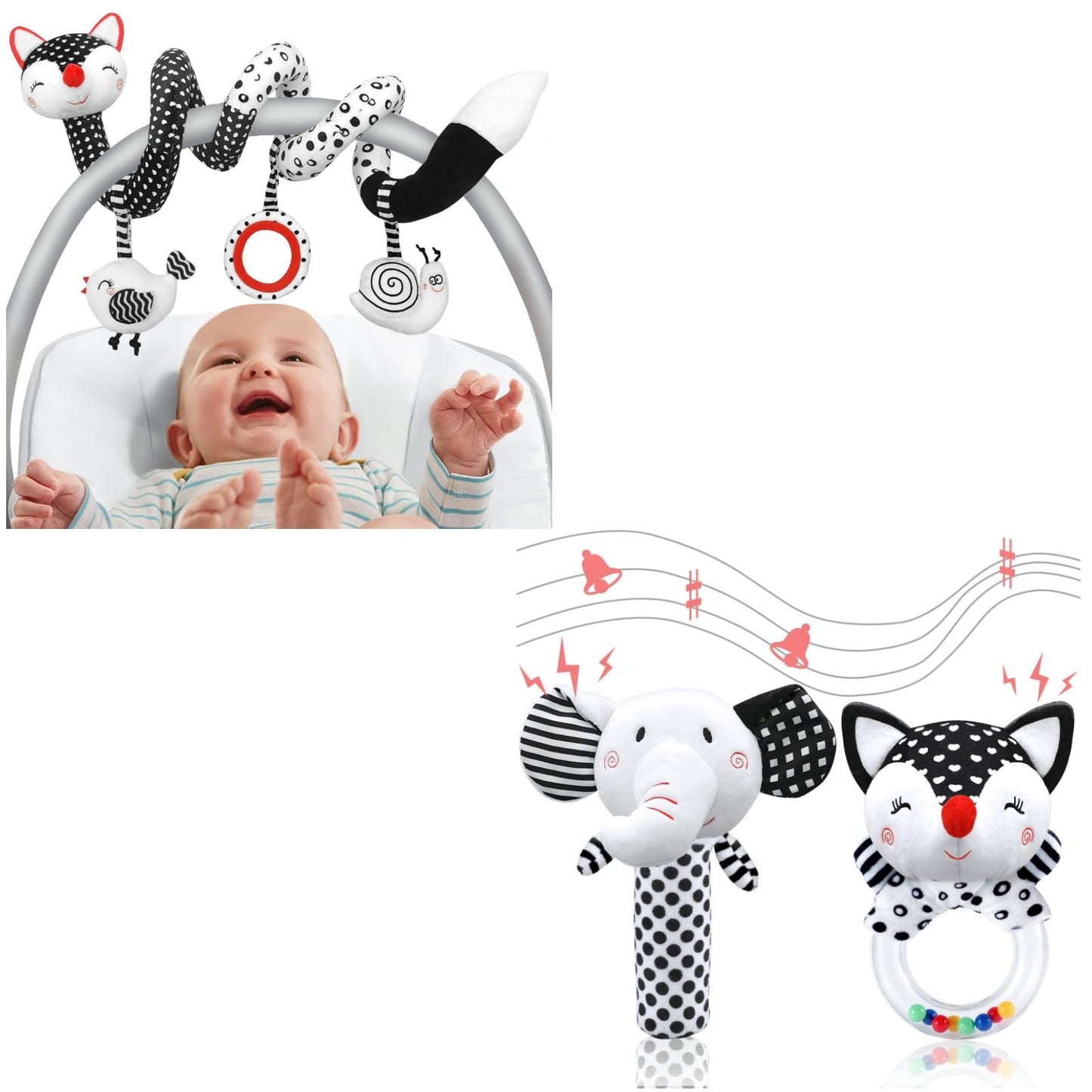 XIXILAND Car Seat Toys Baby Toys 0-3 Months Infant Toys Spiral Stroller Toys & Baby Rattles 0-6 Months Infant Toys 0-3 Months Newborn Toys, Baby Toys Gift for 0 3 6 9 12 Months Girls Boys