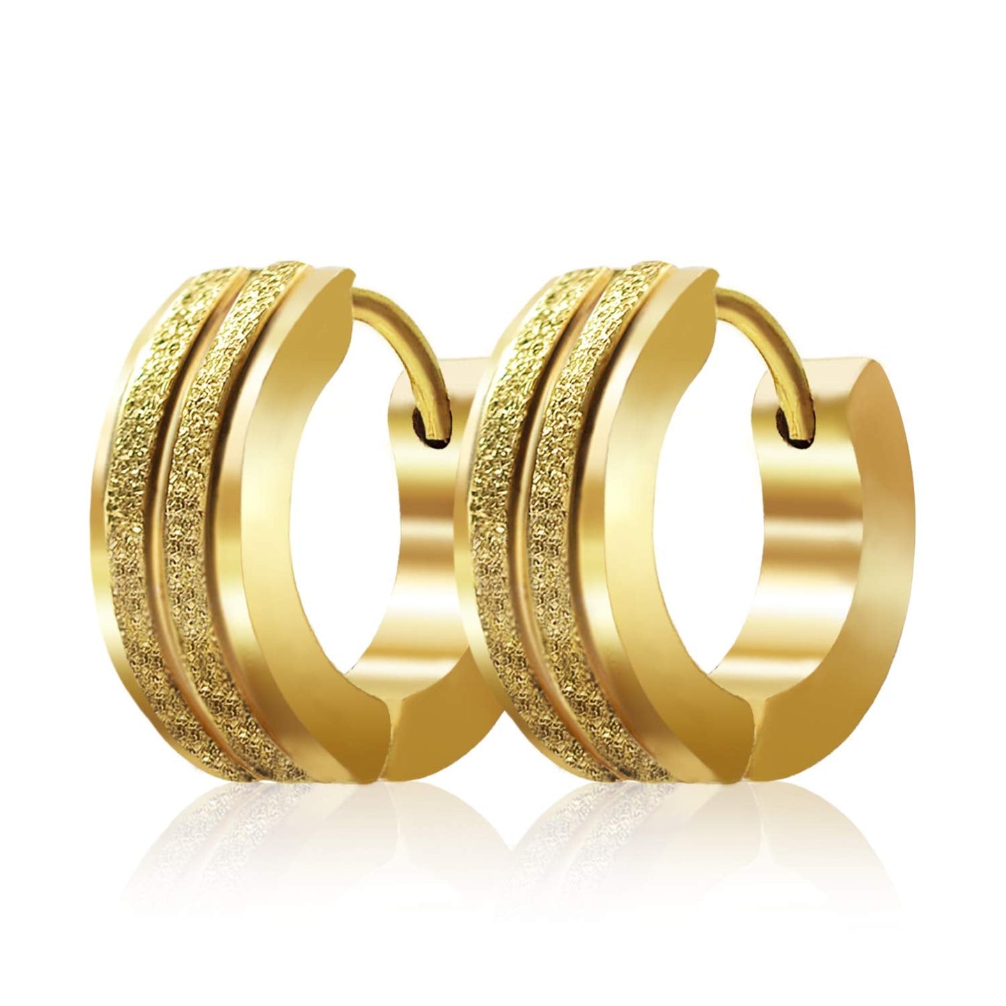 Stainless Steel Hoop Earrings For Men's Women's,Silver/Gold/Black/Blue Hypoallergenic Round Huggie Earrings,Fashion Punk Earrings Piercing Jewelry,Simple Stylish Loop Earring,Gift for Him Her Birthday