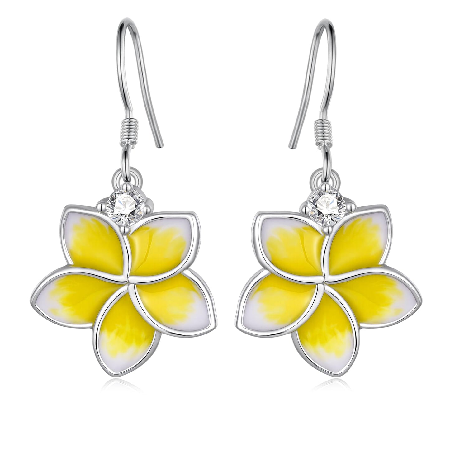 Plumeria Earrings 925 Sterling Silver Flower Earrings Tropical Blossom Jewelry Gifts for Women