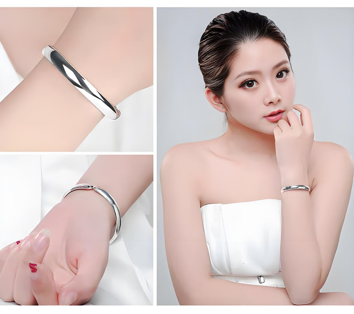Sterling Silver Bangle Bracelets for Women, Mothers Day Gifts for Mom, Handmade Cuff Bracelet Jewelry, Mom Gifts, Christmas Gifts, Birthday Gifts for Women (Cuff-1)