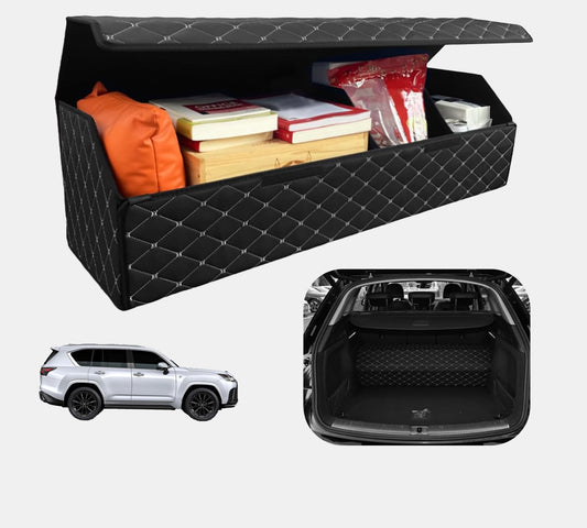 MAIBAOYUAN Car Trunk Organizer for LX 470/570 - Custom Fit, 4-Layer Cover, Large Space Outdoor Trunk Organizer with Leather, Hook and Loop Fastener Fix, All-Season Use