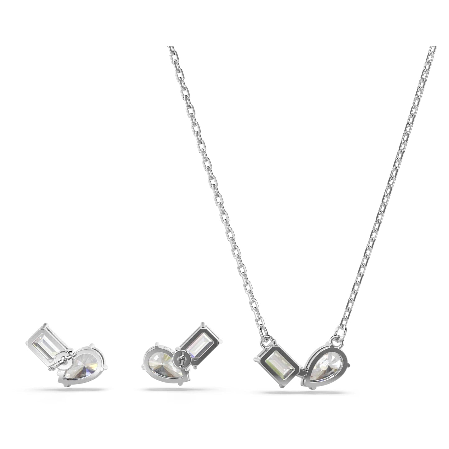 Swarovski Mesmera set, Pear cut, Octagon cut, White, Rose gold-tone finish