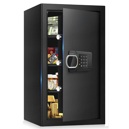 6.0 Cuft Large Fire and Waterproof Safes for Home, Anti-theft Fireproof Lock Box with Digital Keypad, Removable Shelves and Alert System, Personal Fire Proof Safe for Home Documents Valuables