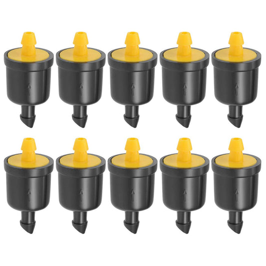 uxcell Pressure Compensating Dripper 5 GPH 20L/H Emitter for Garden Lawn Drip Irrigation with Barbed Hose Connector Plastic Yellow 50pcs