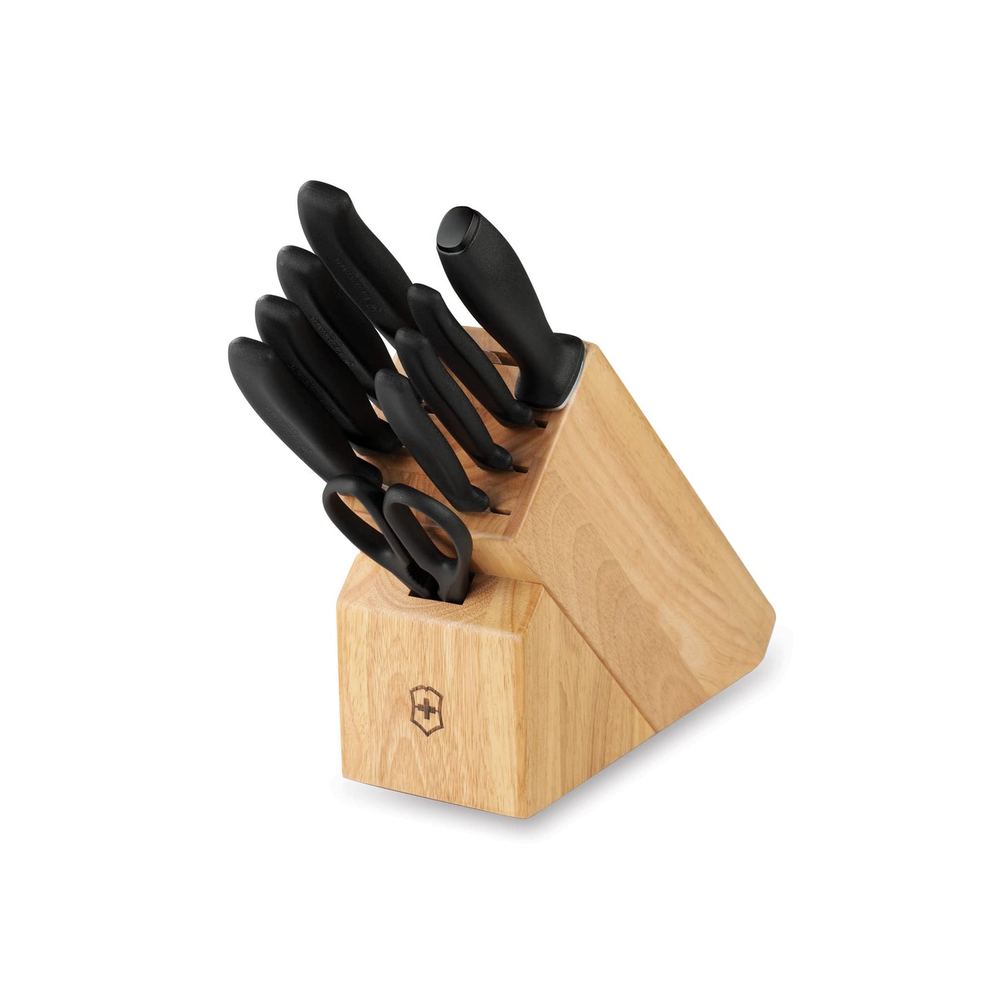 Victorinox Swiss Classic Knife Block - Kitchen Knife Set with Block for Home Essentials - Includes Chef's Knife, Paring Knife & More - Black Handles, 10-Piece Set