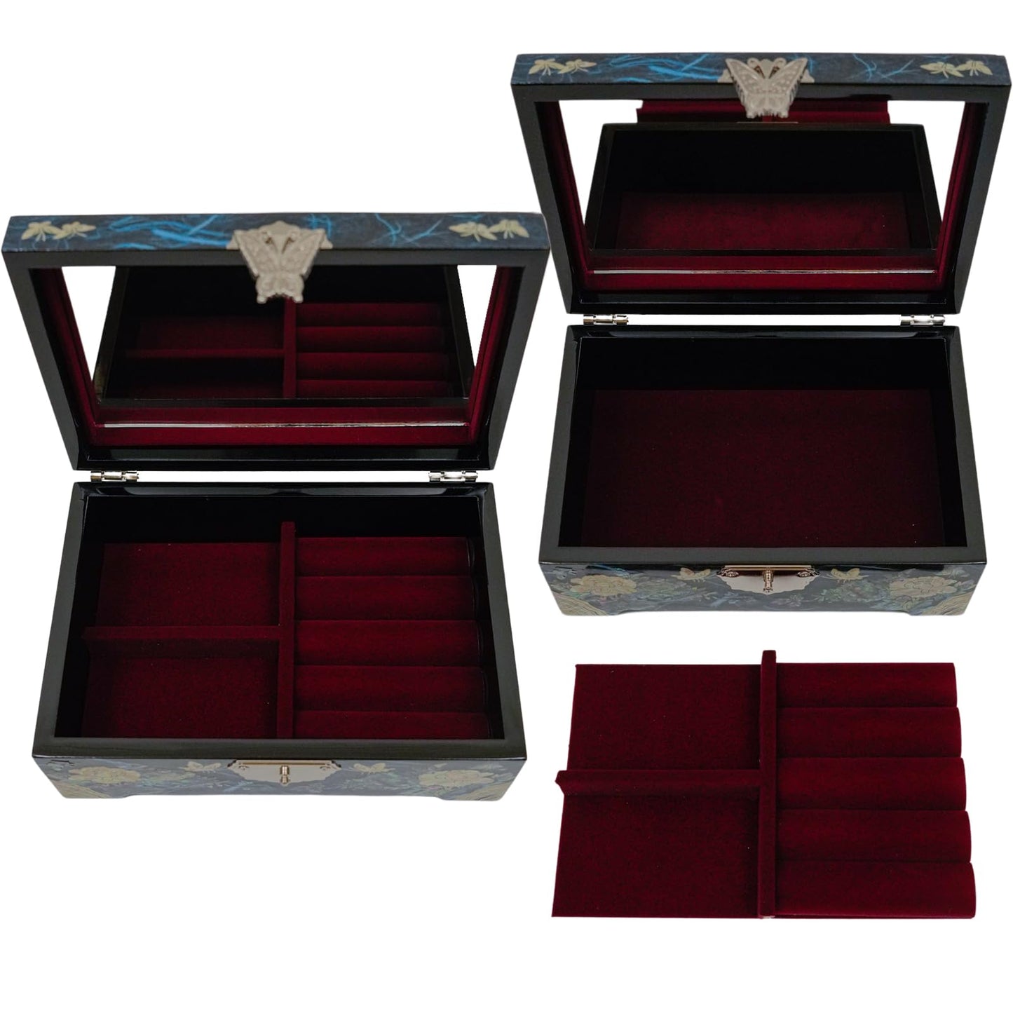 February Mountain Mother of Pearl Jewelry Organizer Box with Ring Tray - Gifts for Women Unique gift for women who have everything