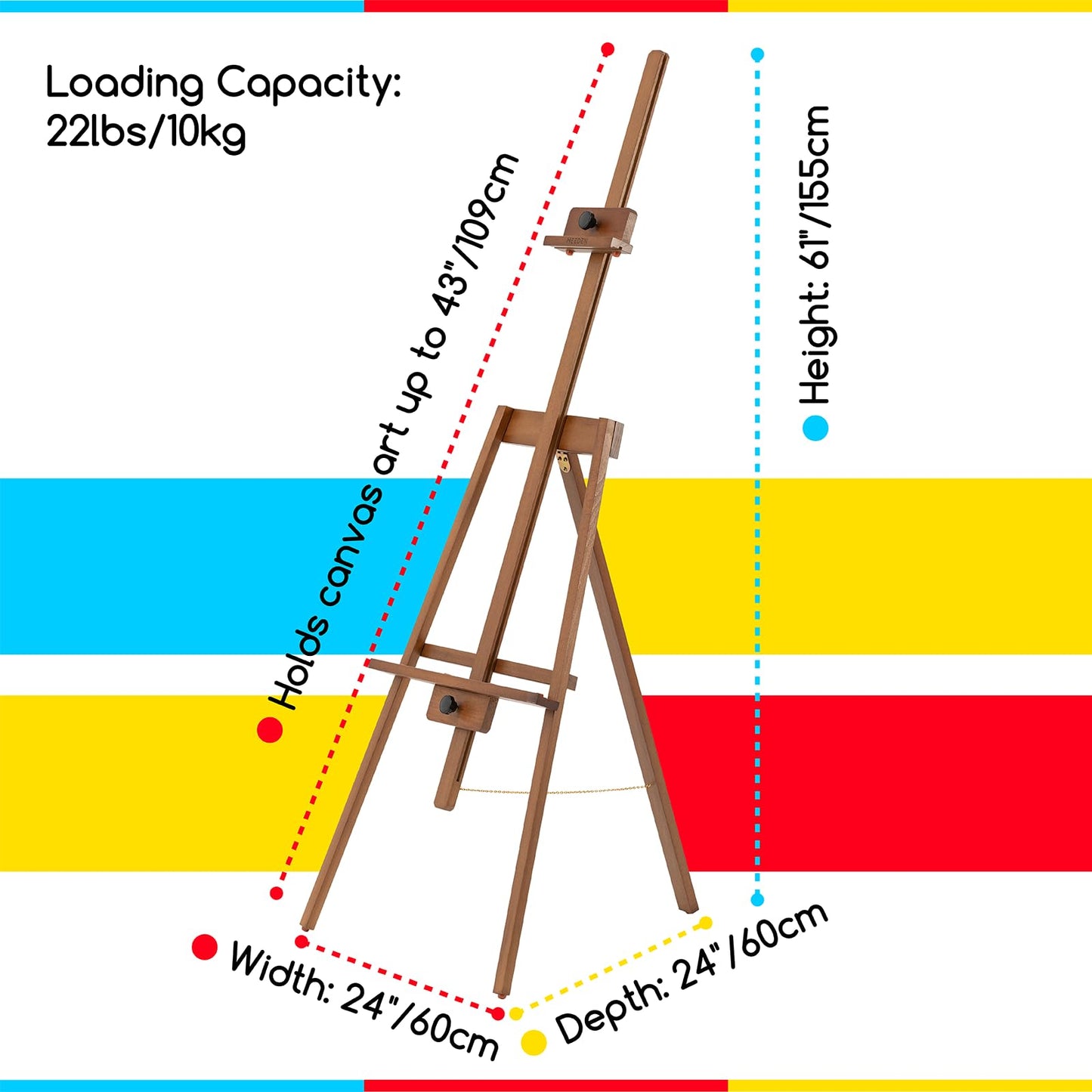 MEEDEN Art Easel Stand for Painting: Solid Beech Wooden Easel Holds Canvas up to 43" for Adult Studio - Adjustable Artist Painting Easel for Wedding Sign Poster Display - Walnut