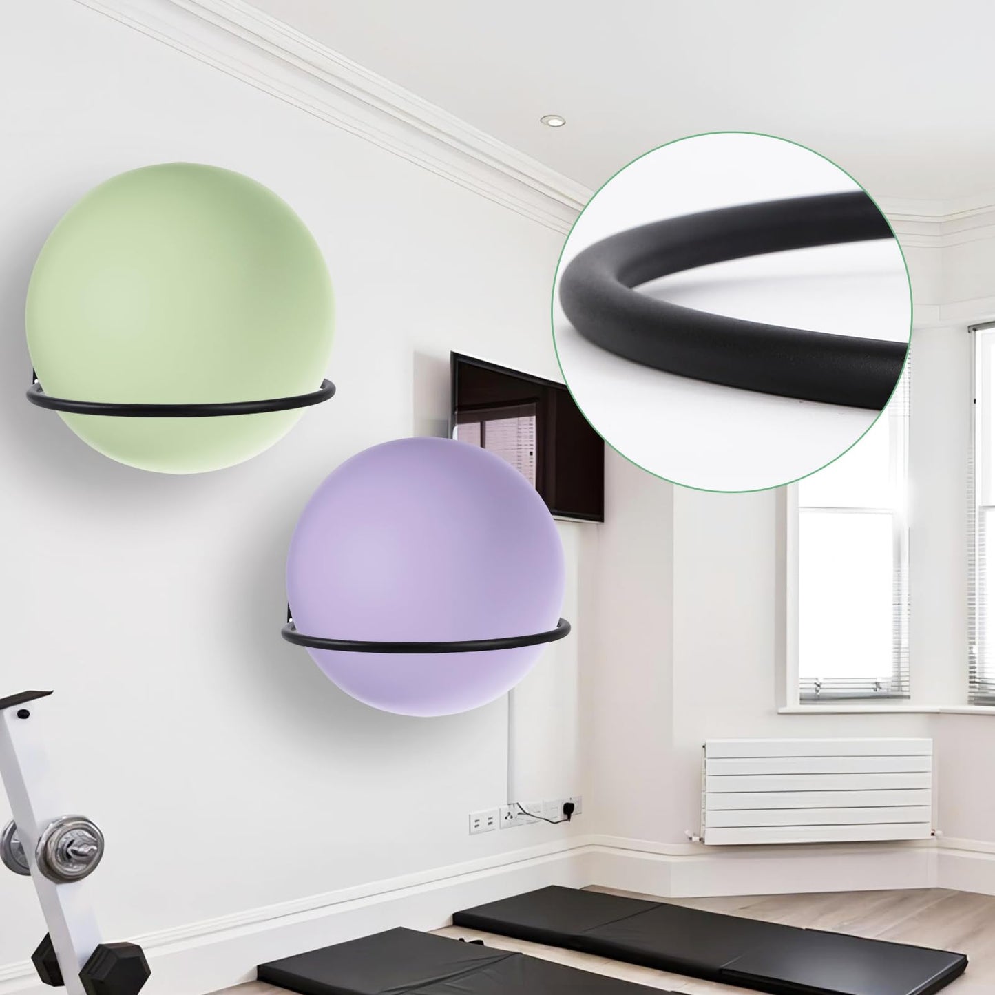 Large Stability Ball Storage Rack Exercise Dall Wall Holder Yoga Studio Gym Exercise Ball and Equipment Organizer（2 pcs）