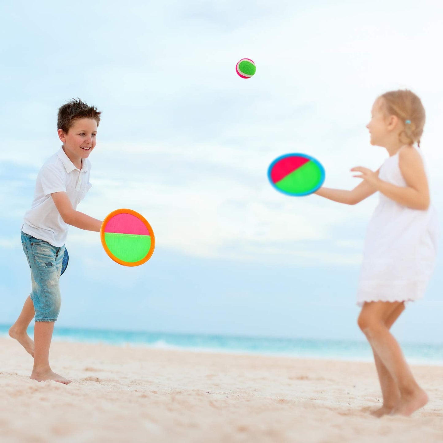 Toss and Catch Ball Game Set - Outdoor & Indoor Activity Toys for Kids - Sticky Paddle Ball Toy for Boys Girls 3 4 5 6 7 8-12 Year Old - Great Games for Beach Pool Yard - Easter Basket Stuffers Gifts