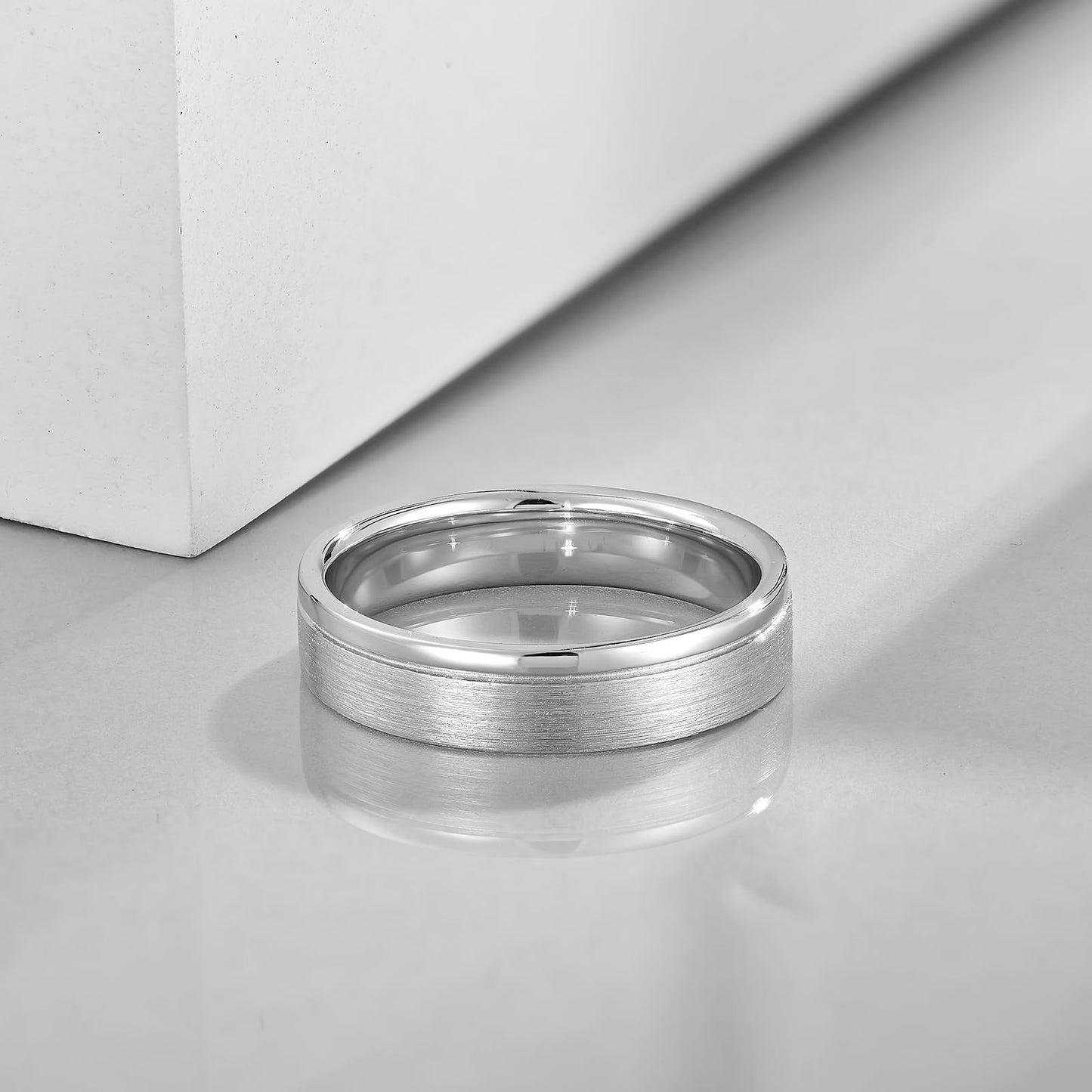 STARCHENIE Men's Wedding Band 925 Sterling Silver, 5MM, Brushed Matte Finish, Comfort Fit, Size 8