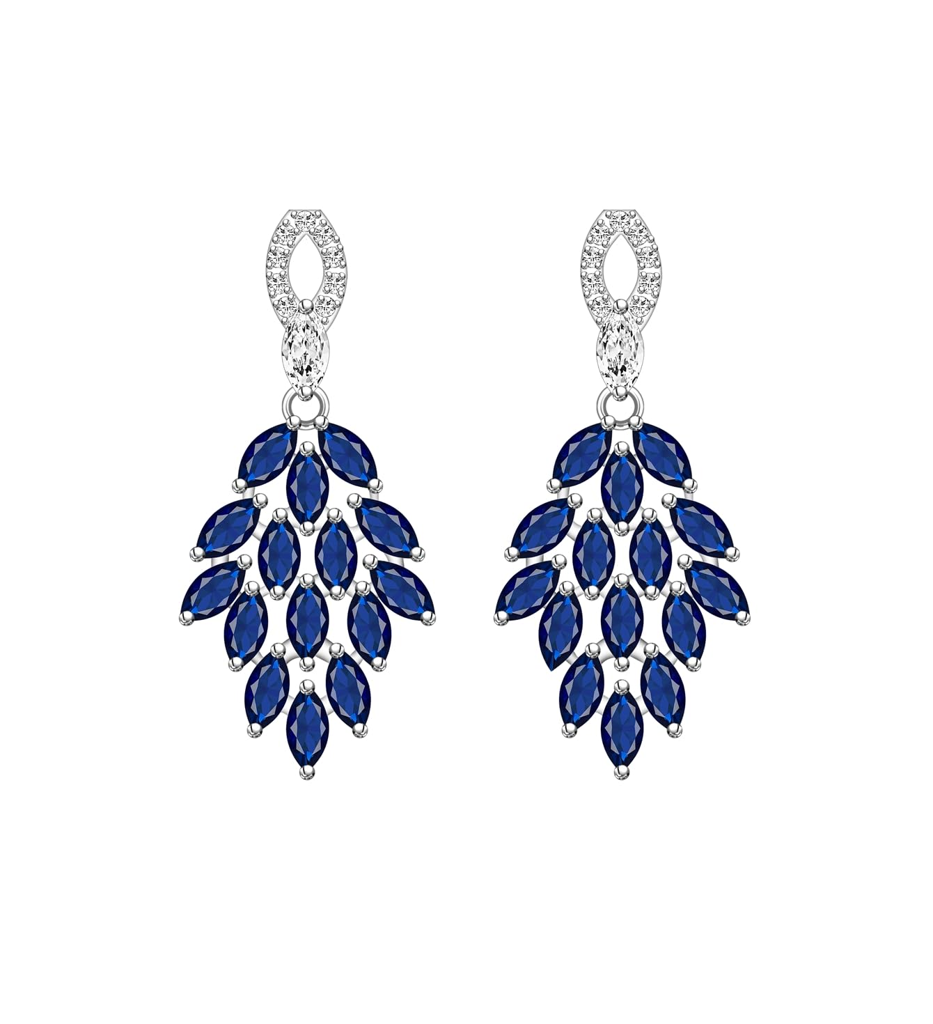 LMXXVJ Bridal Wedding Earrings for Brides Bridesmaides Teardrop Earrings for Women, Cubic Zirconia Drop and Dangle Earrings for Prom or Pageant,Jewelry…, Copper, created blue sapphire