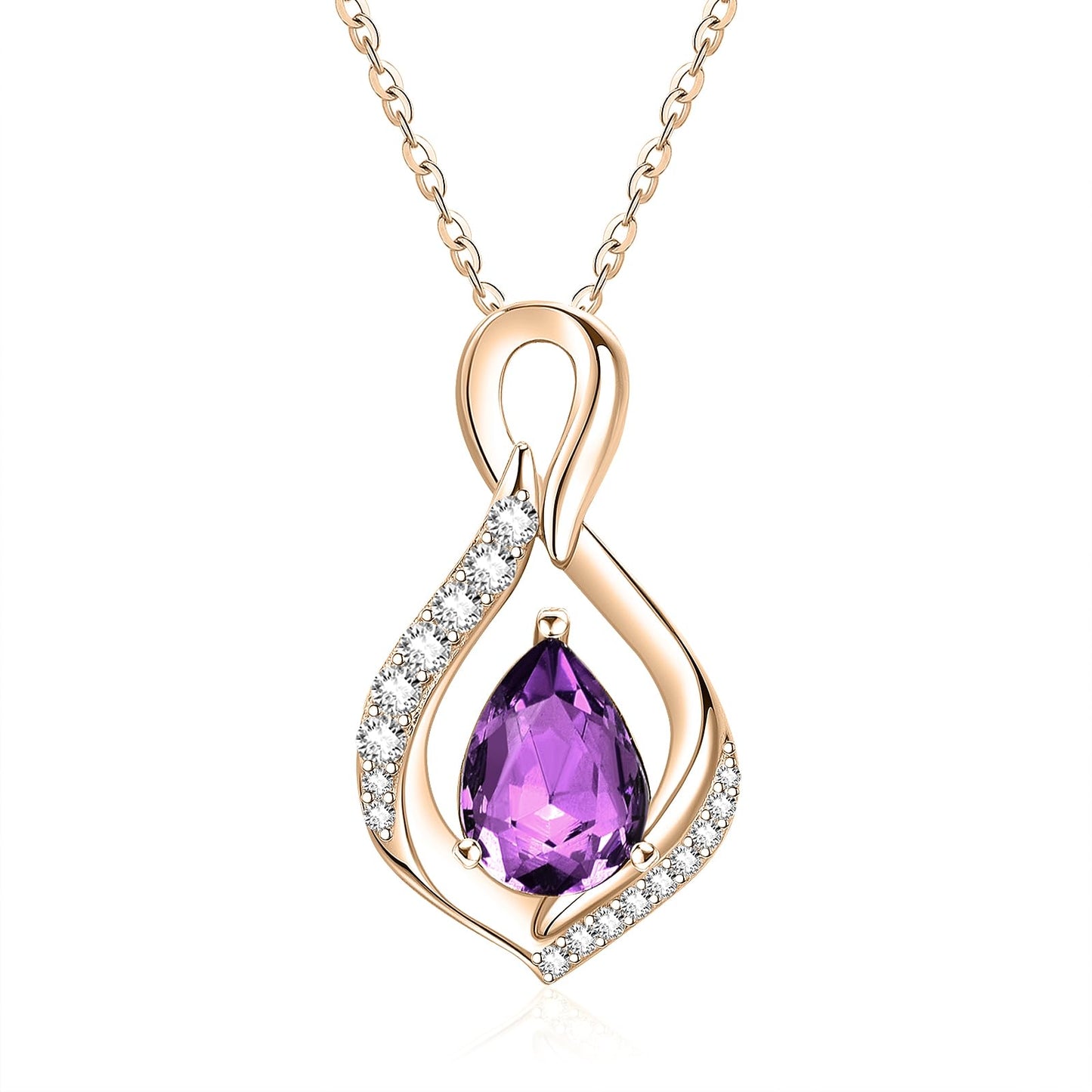JIYVY32 Amethyst Infinity Necklace for Women February Birthstone Necklaces Rose Gold Plating Anniversary Birthday Gifts for Wife Her Mom Girlfriend Birthstone Jewelry Gifts for Women