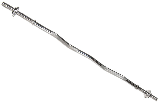 Fitvids 1 Inch Standard Barbell Bar, 48" Threaded Curl Bar with Star Locks for Weight Lifting, Chrome