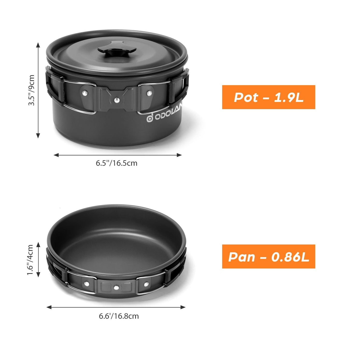 Odoland 16pcs Camping Cookware Set with Folding Camping Stove, Non-Stick Lightweight Pot Pan Kettle Set with Stainless Steel Cups Plates Forks Knives Spoons for Camping Backpacking Outdoor Picnic