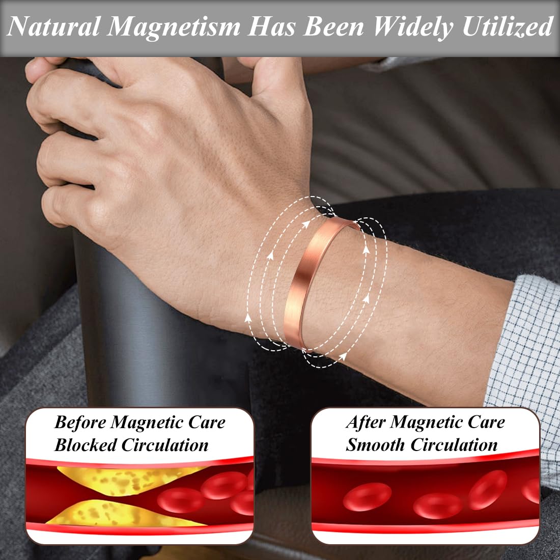 Vicmag Copper Magnetic Bracelet for Women and Men Ultra Strength Magnets 99.9% Pure Copper Strong Magnets Jewelry Gift Adjustable Length