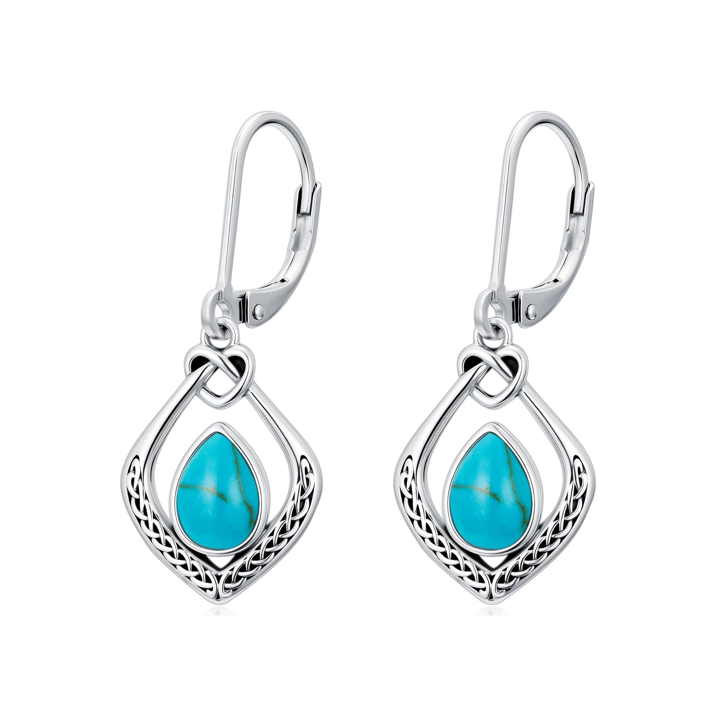 Eetaitai Celtic Knot Earrings 925 Sterling Silver Natural Turquoise Dangle Drop Earrings Western Vintage Jewelry Mothers Day Gifts for Mom Wife Sister