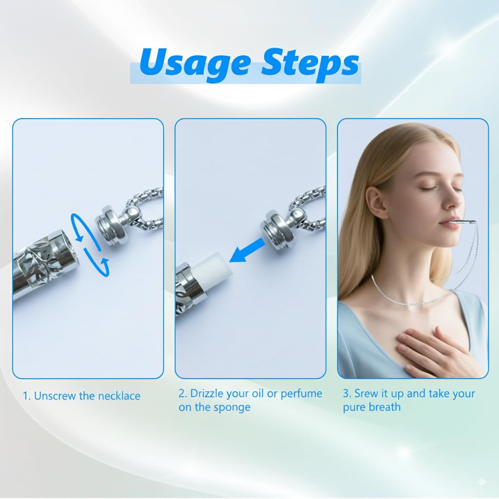Runmecy Breathlink Quit Smoking Necklace, Breathing Necklace for Fidget Relief and Smoking Cessation, Breathe Free Aids - Natural Stop Smoking Aid for Anxiety Relief