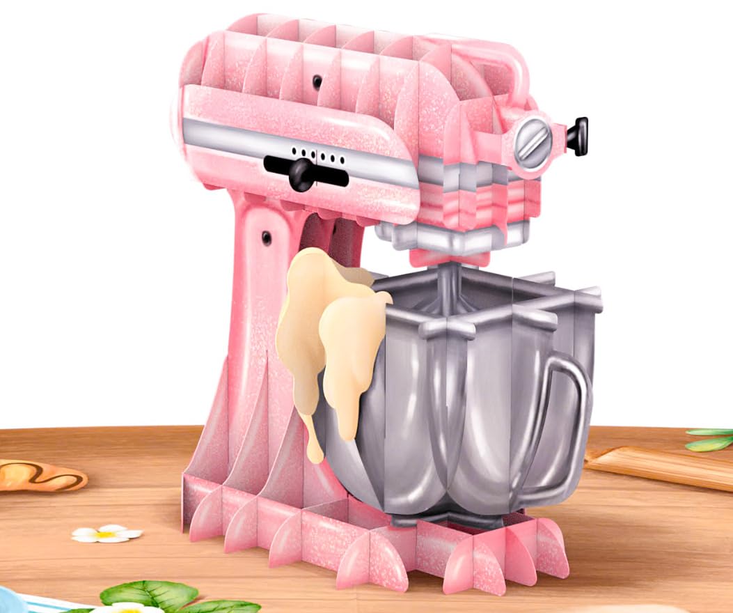 PopLife Baking Standmixer 3D Pop Up Card - Birthday Card for Mom, Mother's Day, Weddings, Valentines - Gift for Bakers, Pastry Chefs, Kitchen Lovers, Grandmother, Wife, Friend