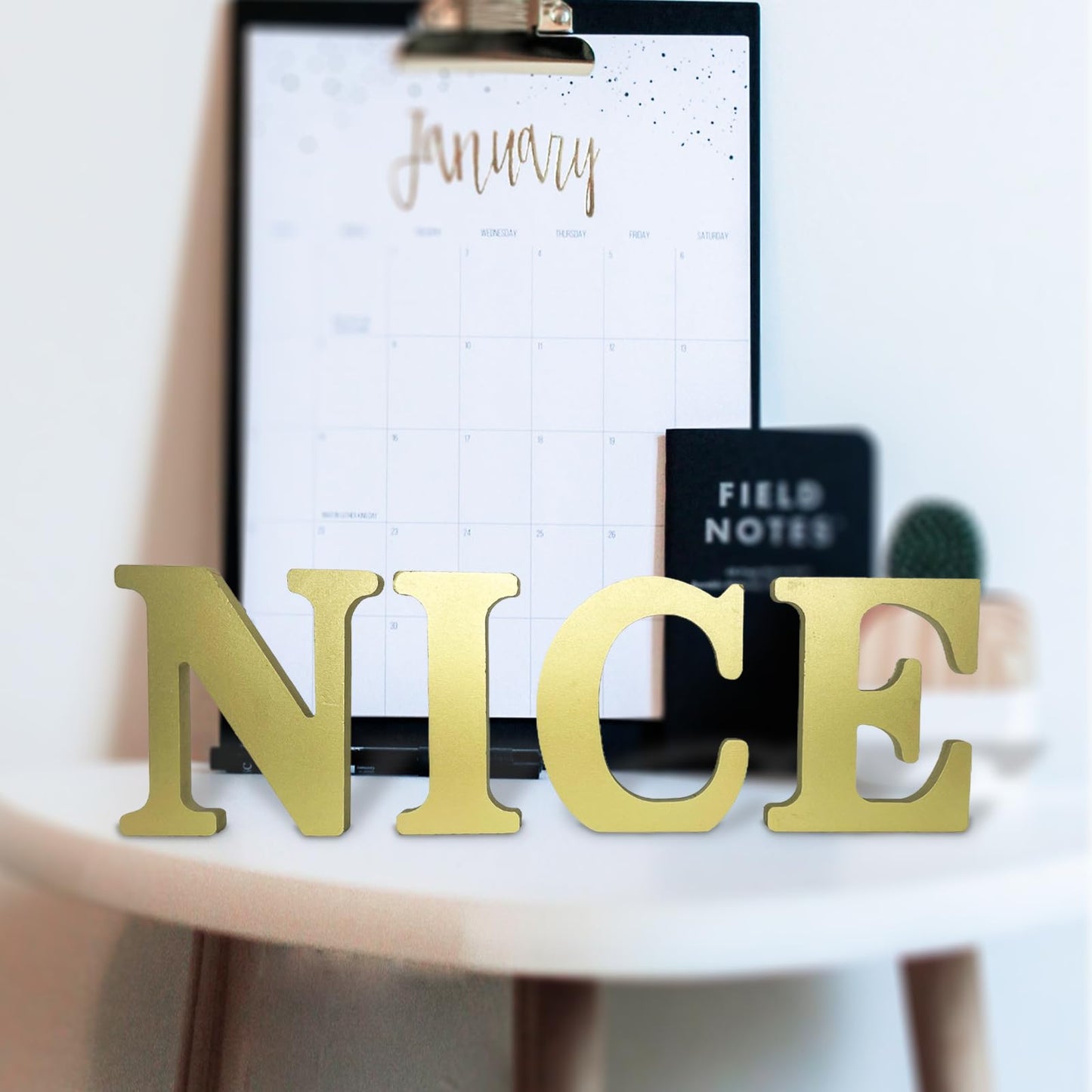 AOCEAN 6 Inch Golden Wood Letters Unfinished Wooden Letters for Wall Decor Decorative Standing Letters Slices Sign Board for Crafts Christmas Decoration Home Party Projects (C)
