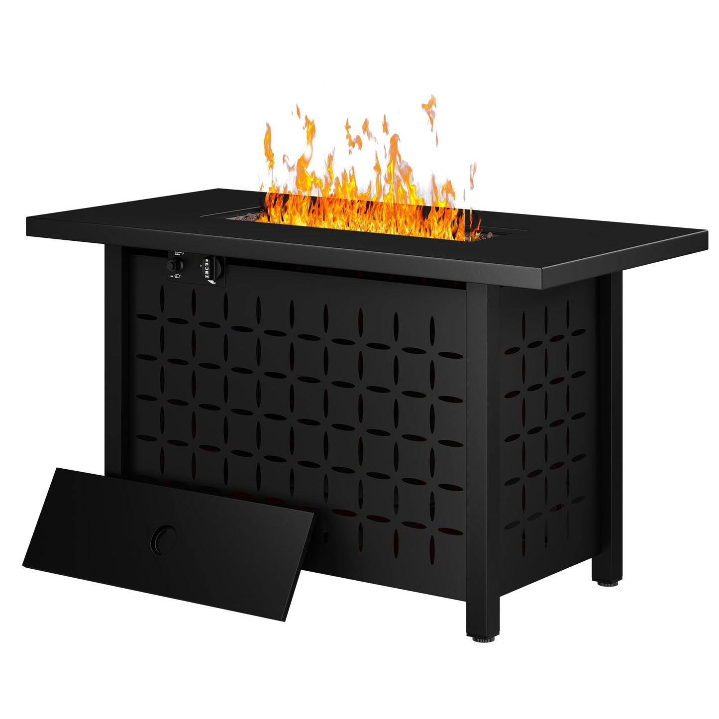 Walsunny 43 Inch Propane Fire Pit Table, Outdoor Fire Pit 50,000 BTU Gas Fire Pit Table, Fire Pits with Lid and Lava Rock for Outside, Patio, Garden, Yard