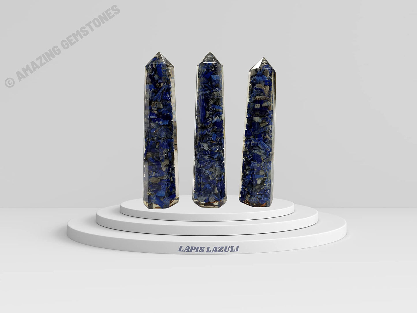 Amazing Gemstone Lapis Lazuli Crystal Orgone Towers ~ Natural Healing Crystal Point Obelisk for Reiki Healing and Crystal Grid (4.5 to 5 Inch, Pack of 1)