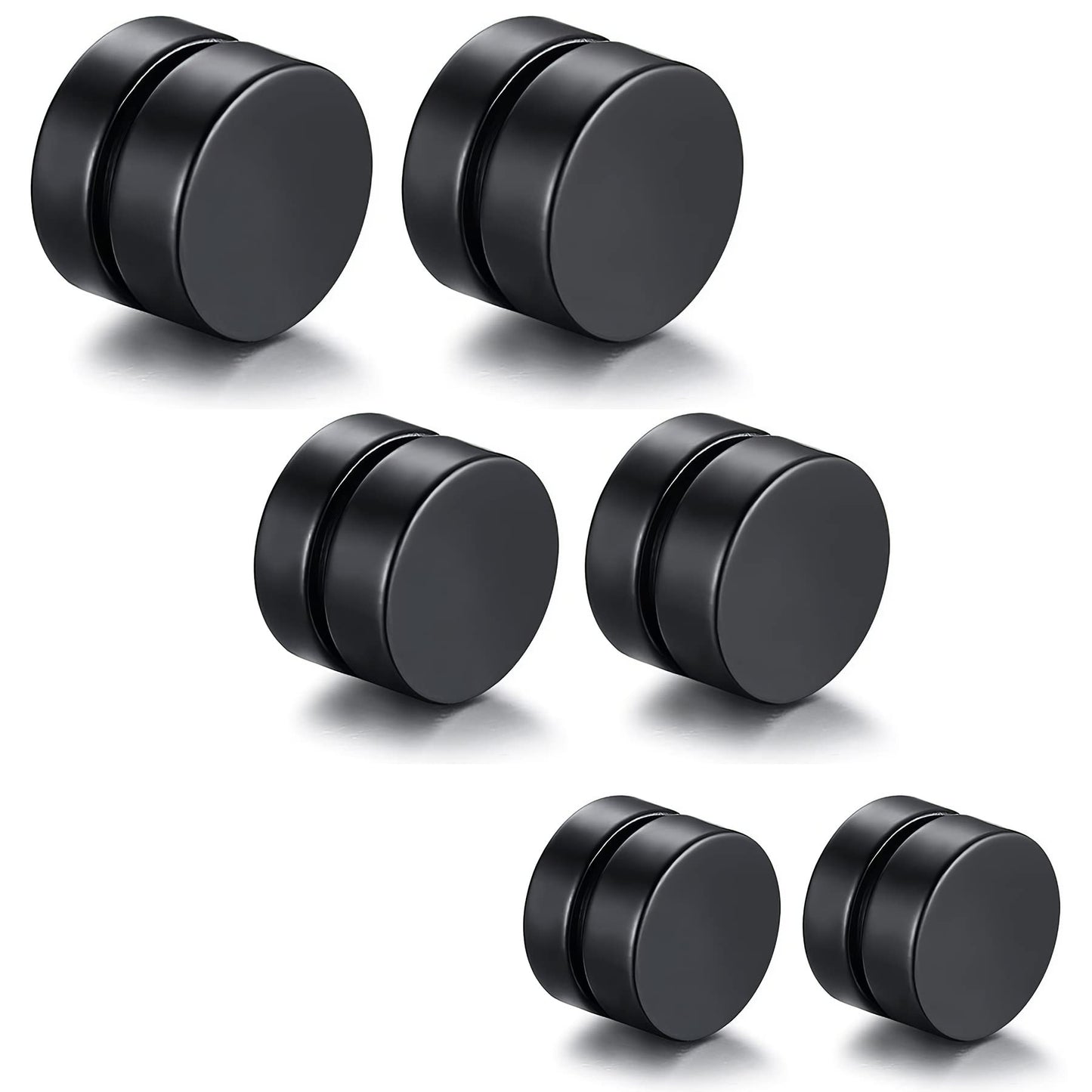 HENGYID 3 Pairs Magnetic Earrings for Men - Stainless Steel Allergy-Free and Hypoallergenic Non-Piercing Earrings - Non-Piercing Cross Studs earrings Unisex (Black)
