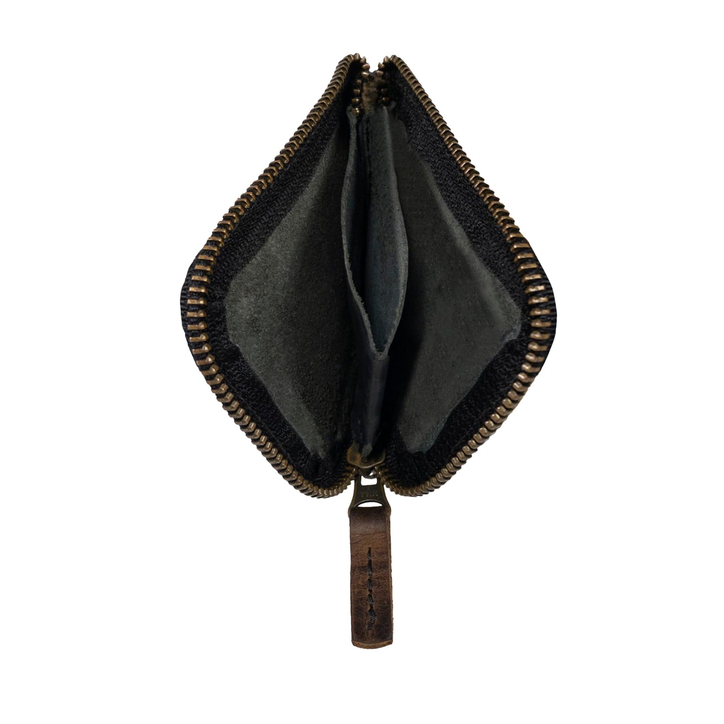 Hide & Drink, Full Grain Leather Zippered Card Wallet for Men and Women, Coin Pouch, Money Holder, Pocket Organizer, Handmade, Charcoal Black